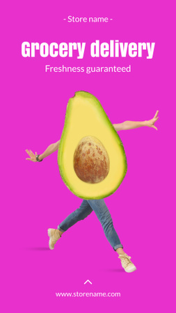Ontwerpsjabloon van Instagram Story van Grocery Delivery Ad with Funny Character