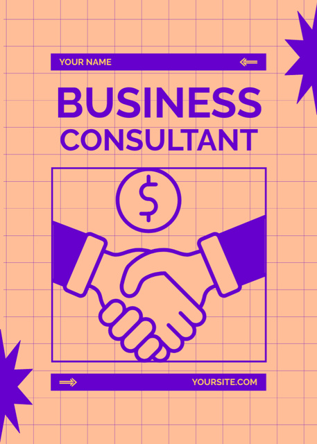 Services of Business Consulting with Handshake Flayer Tasarım Şablonu
