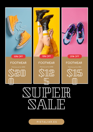 Ontwerpsjabloon van Poster van Mode verkoopadvertentie met vrouw in stijlvolle schoenen