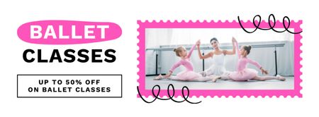 Plantilla de diseño de Anuncio de clases de ballet con niñas en estudio Facebook cover 