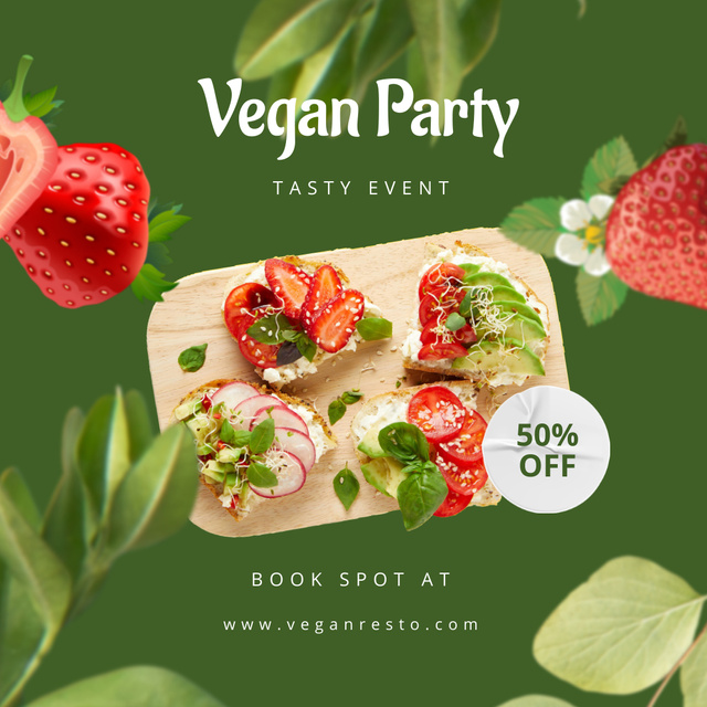 Plantilla de diseño de Vegan Party Food Announcement Instagram 