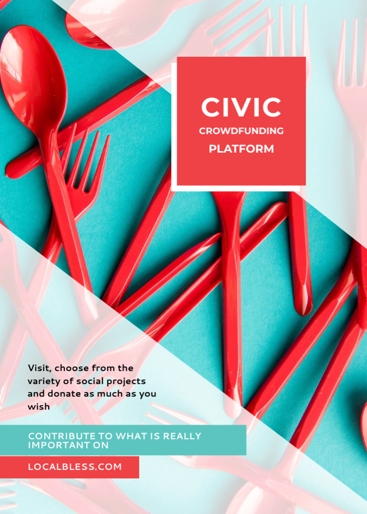 Platilla de diseño Red and Blue Ad of Crowdfunding Platform Postcard 5x7in Vertical