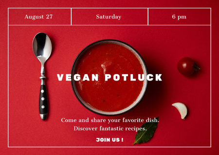Healthy Menu Offer Soup in a Plate Vegan Card Modelo de Design
