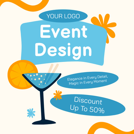 Cocktail Event Design Services Instagram Design Template