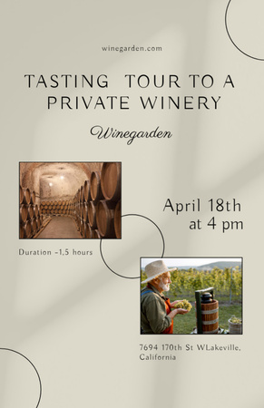 Wine Tasting Tour To Private Winery Announcement Invitation 5.5x8.5in Design Template