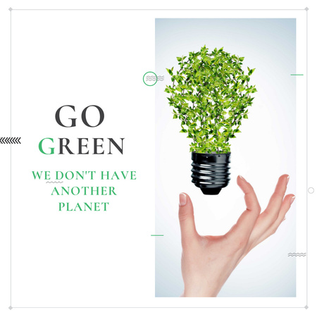Eco Light Bulb with Leaves Instagram AD Design Template