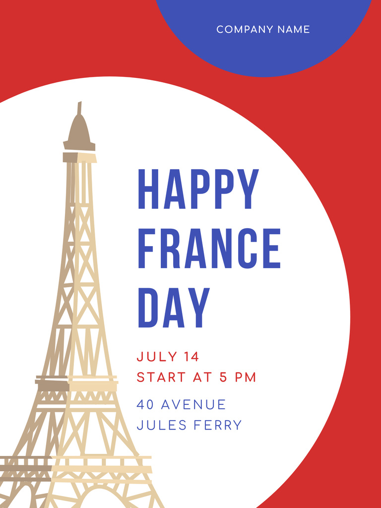 French National Day Announcement Poster US Šablona návrhu