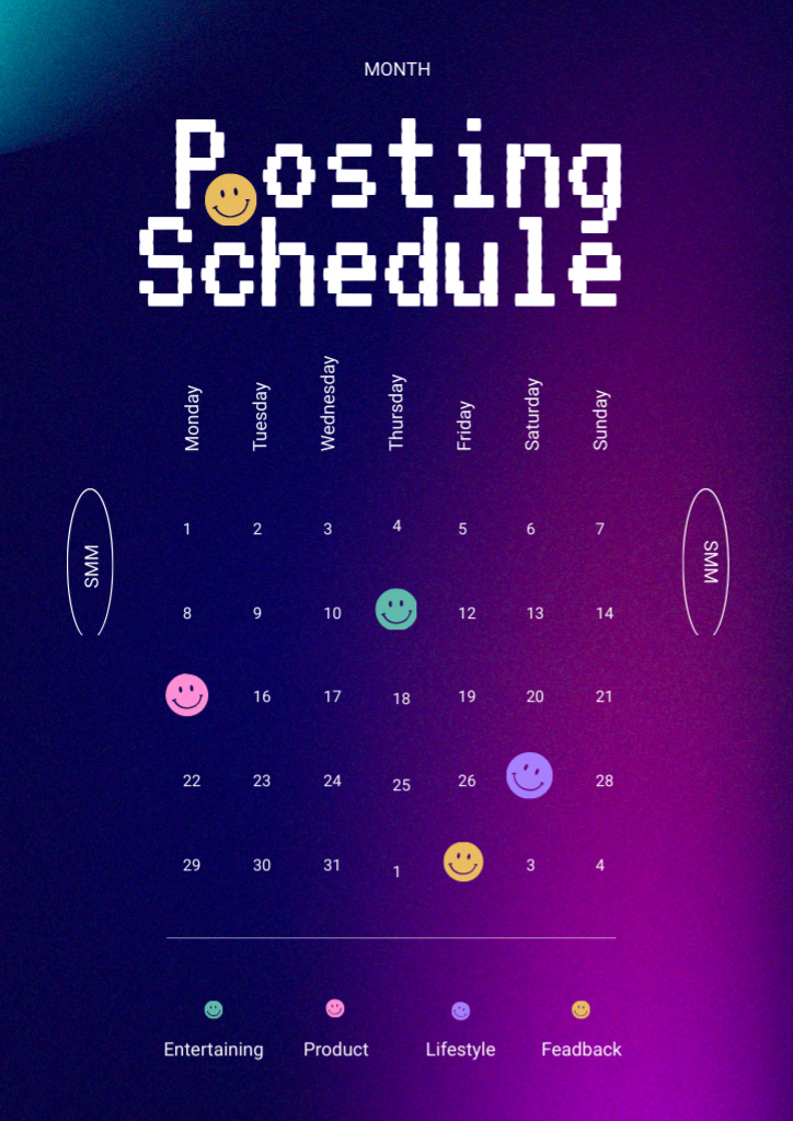 Bright Planning of Blog Posting Schedule Planner Design Template