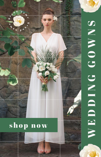 Szablon projektu Wedding Gown Salon Ad with Graceful Young Woman IGTV Cover