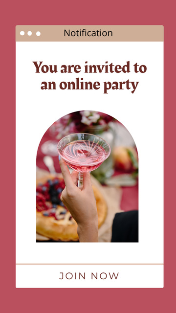 Online party invitation pink Instagram Story Tasarım Şablonu