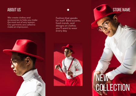 Fashion Ad with Stylish Man Brochure Din Large Z-fold Design Template