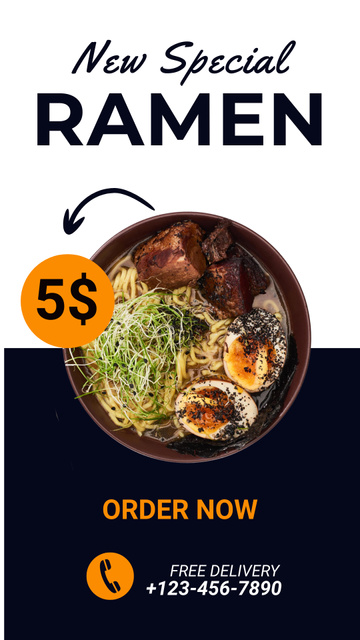 New Special Dish Offer with Ramen Instagram Storyデザインテンプレート