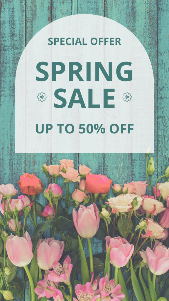 Spring Sale Special Offer with Tulips Instagram Storyデザインテンプレート