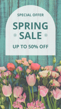Spring Sale Special Offer with Tulips Instagram Story Design Template
