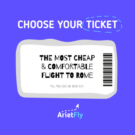 Travel Offer with Plane Ticket Illustration Instagram Design Template