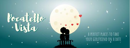 Designvorlage Lovers sitting in the Moonlight on Valentine's Day für Facebook Video cover