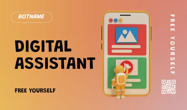 Digital Assistant Services Offer Business card Modelo de Design