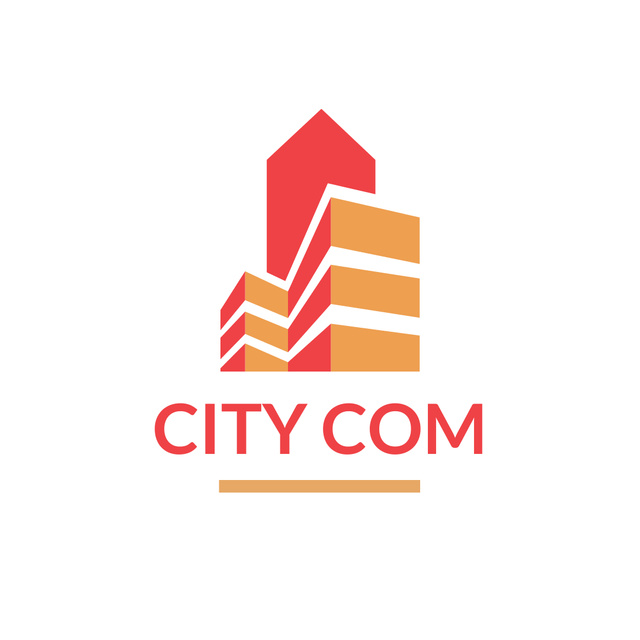 Real Estate Building Icon in Red Logo 1080x1080px Design Template