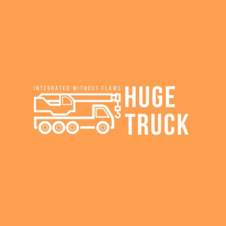 Transport Shop Ad with Truck Logo Design Template