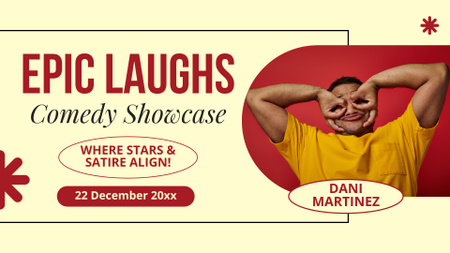 Announcement of Comedy Event with Funny Performer FB event cover Design Template
