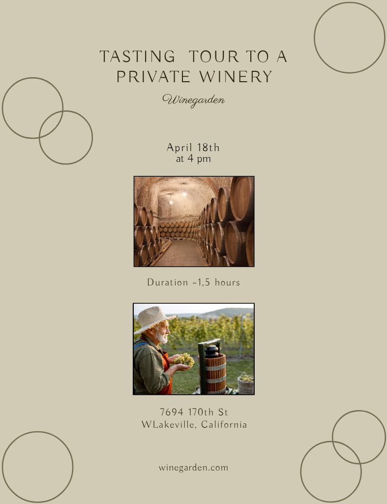 Wine Tasting Event at Private Facility Invitation 13.9x10.7cm – шаблон для дизайну
