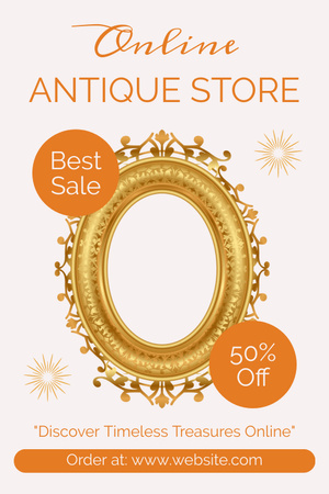 Template di design Specchio ornamentale dorato con sconti nel negozio di antiquariato Pinterest