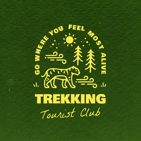 Trekking Tourist Club Emblem on Green Logo Design Template