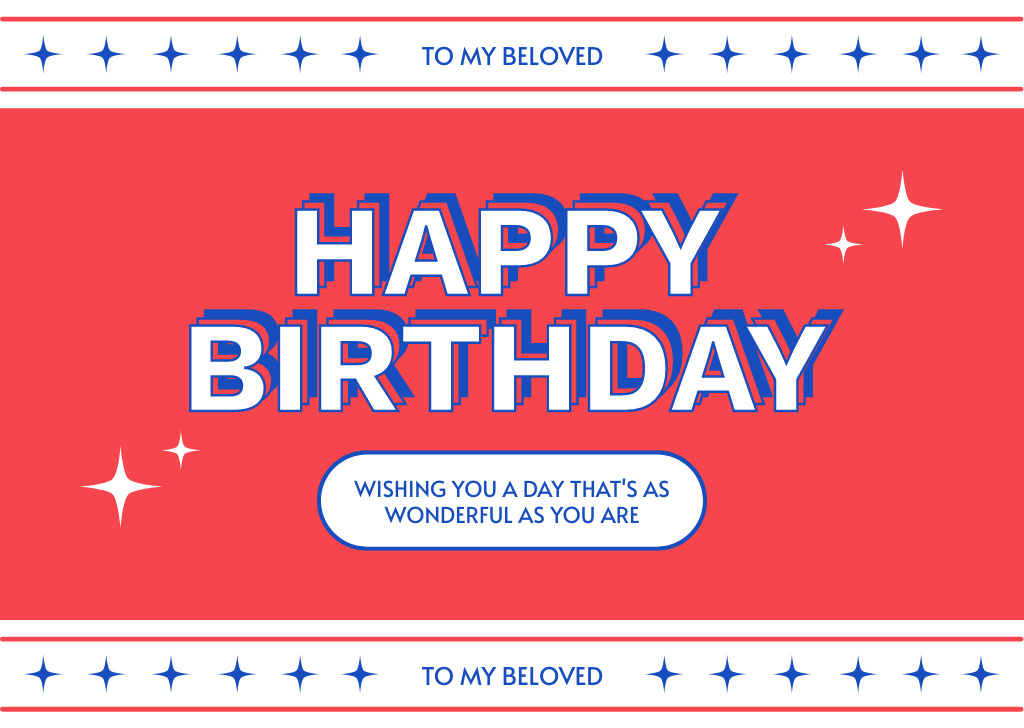 Happy Birthday Wishes on Red Card Design Template