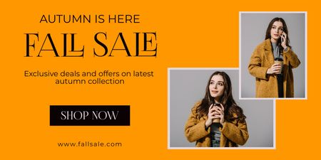 Dreaming Young Woman for Fall Clothing Sale Twitter Design Template