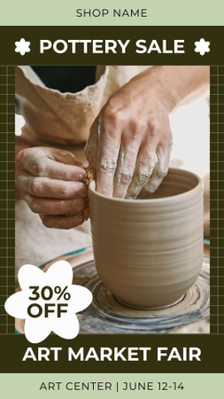 Kedvezmény bejelentése a kézműves vásáron a fazekas termékekre Instagram Story tervezősablon