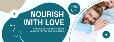 Platilla de diseño Discounted Breastfeeding Supplies and Products Facebook cover