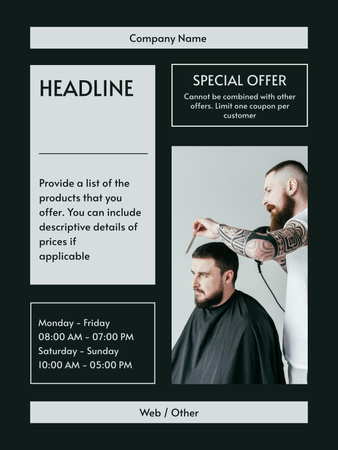 Daily Working Hours of Barbershop Poster US Design Template