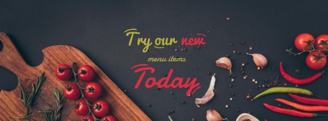 Restaurant Announcement with Fresh Vegetables Facebook coverデザインテンプレート
