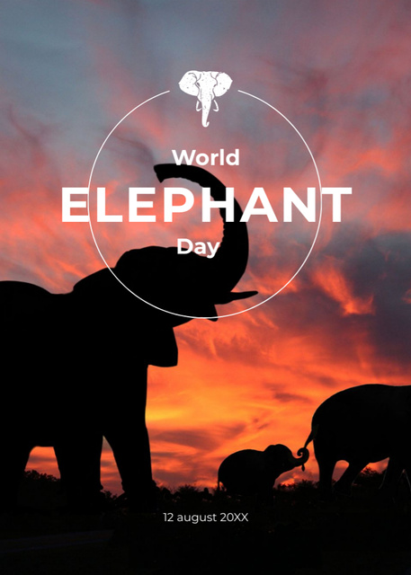 World Elephant Day Awareness Postcard 5x7in Vertical Tasarım Şablonu