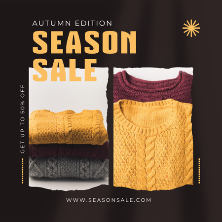 Ontwerpsjabloon van Instagram van Autumn Season Sale of Clothes with Sweaters