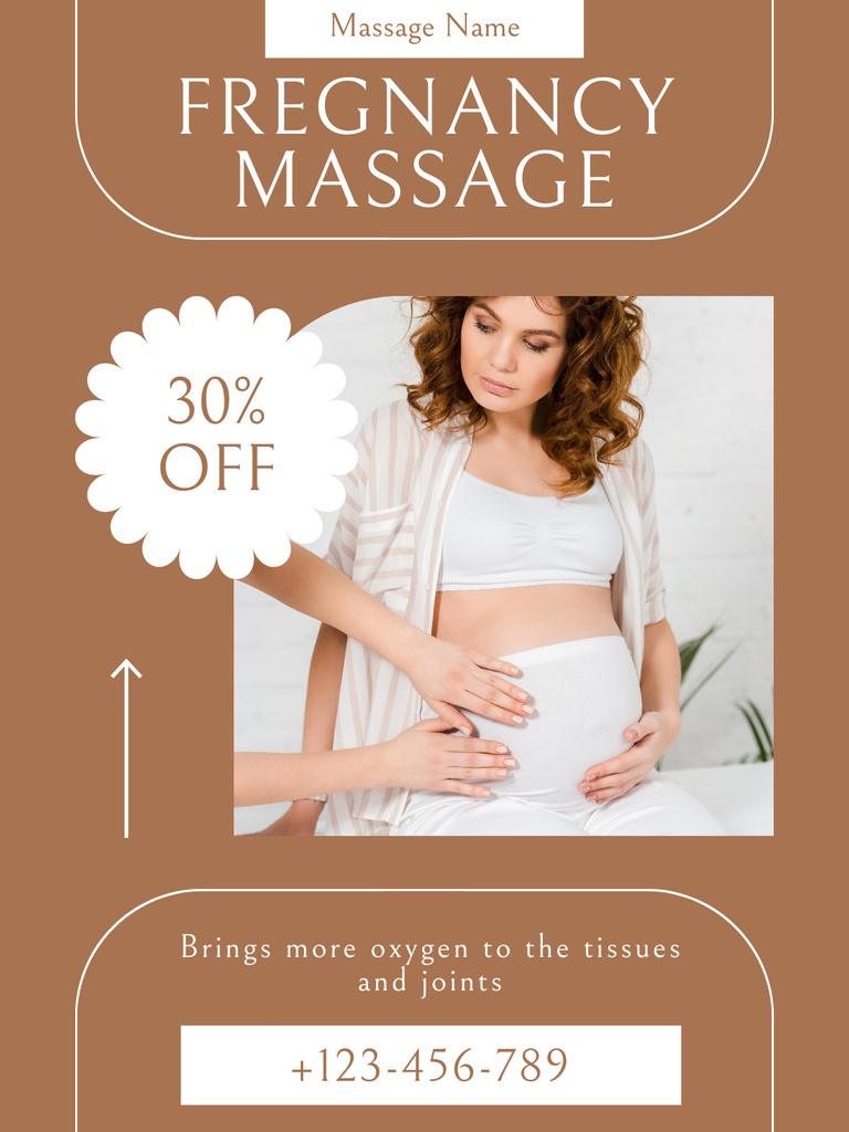 Discount on Massage Services for Pregnant Women Poster US Tasarım Şablonu