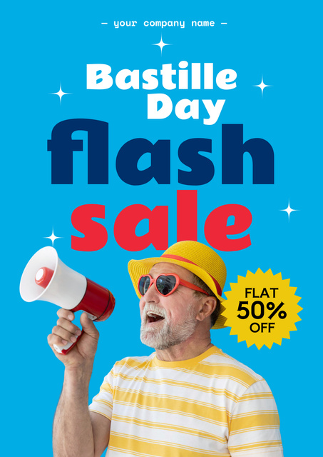 Bastille Day Sale Announcement Poster Πρότυπο σχεδίασης