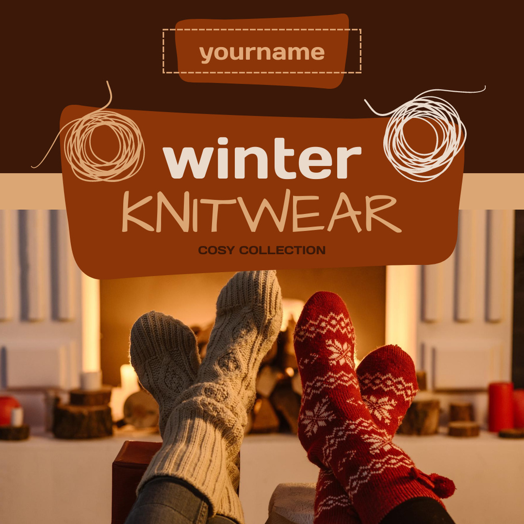 Cozy Knitwear Collection Offer Instagram AD Design Template