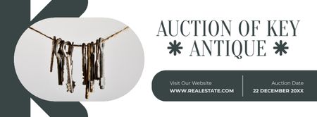 Rare Auction Of Antique Keys Announcement Facebook cover Design Template