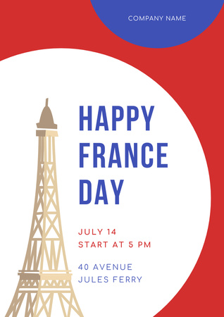 French National Day Celebration Announcement Poster A3 Tasarım Şablonu