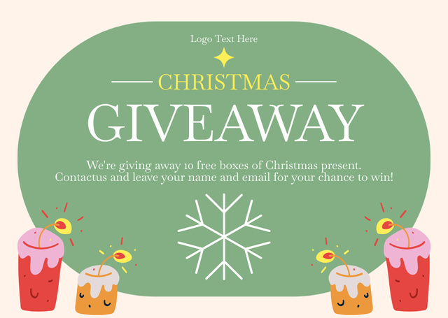 Christmas Giveaway of Present Boxes Green Card – шаблон для дизайна