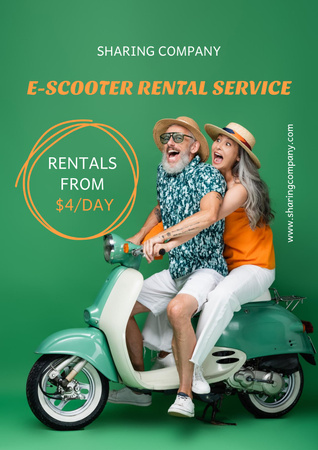 Designvorlage E-scooter Rental Announcement für Poster