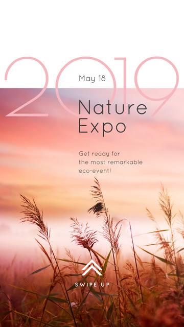 Natural Expo Annoucement with Foggy morning field Instagram Story Šablona návrhu
