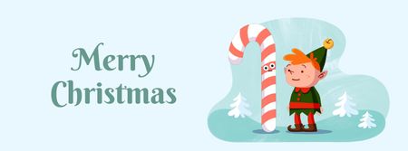 Template di design Christmas elf with candy cane Facebook Video cover