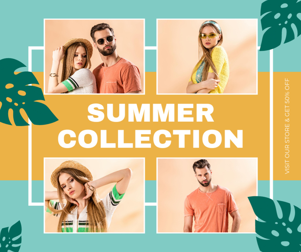 Summer Fashion for Men and Women Facebookデザインテンプレート