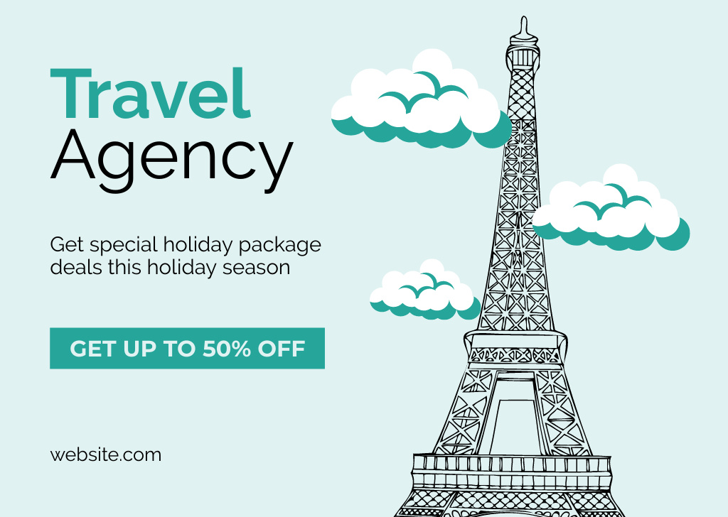 Special Holiday Package from Travel Agency Cardデザインテンプレート
