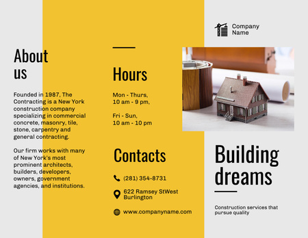 Construction Services Ad with Housing Project Brochure 8.5x11in Design Template