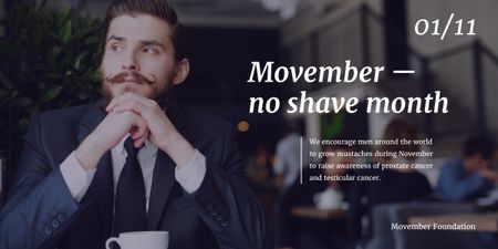 Moveber Announcement with Attractive Young Man Image Design Template