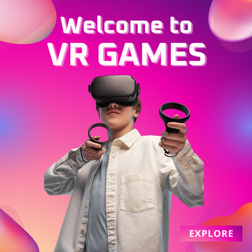 Plantilla de diseño de Welcome To VR Game Instagram 