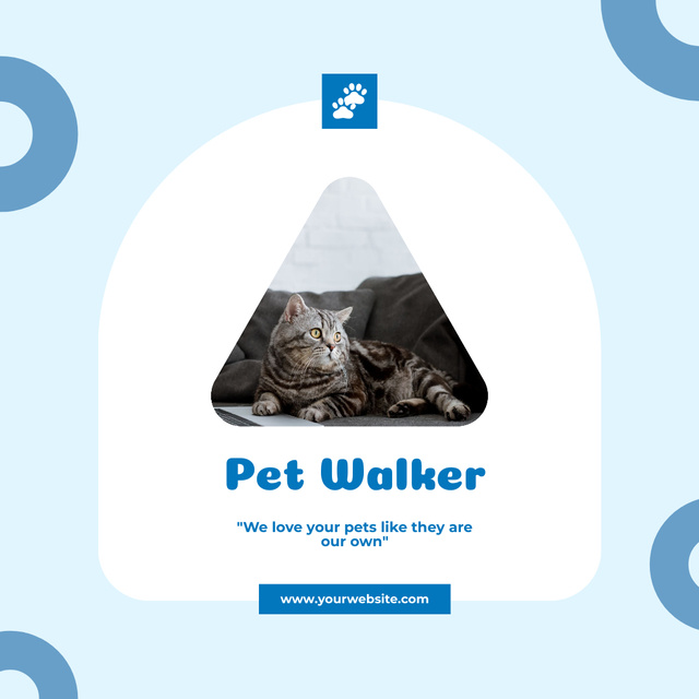Ontwerpsjabloon van Instagram van Pet Walking Services Ad